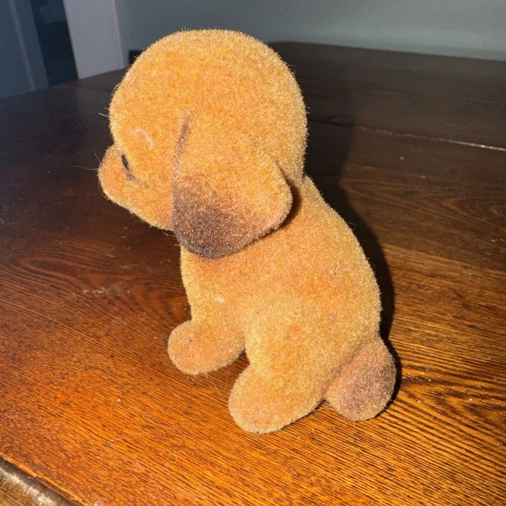 Josef Originals Flocked Brown Puppy Dog  Resin Animal Figurine Vintage